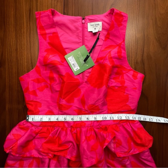Kate Spade Pink Floral Peplum Sleeveless Midi Dress, 6 - Picture 7 of 9